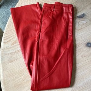 Women’s Ruby Red polyester faux leather pants